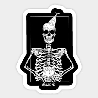 Alternative Macabre Skeleton Birthday Sticker
